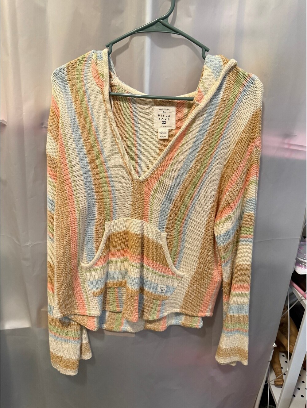 Billabong Striped Hooded Pullover Sweater XS